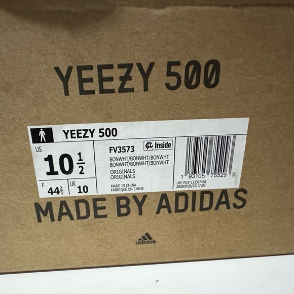 The adidas Yeezy 500 Bone White.Color : BONE WHITE/BONE WHITE Size 10.5 Men